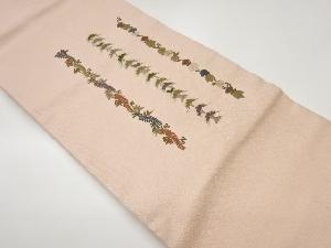 藤・松・花唐草に縞模様刺繍名古屋帯